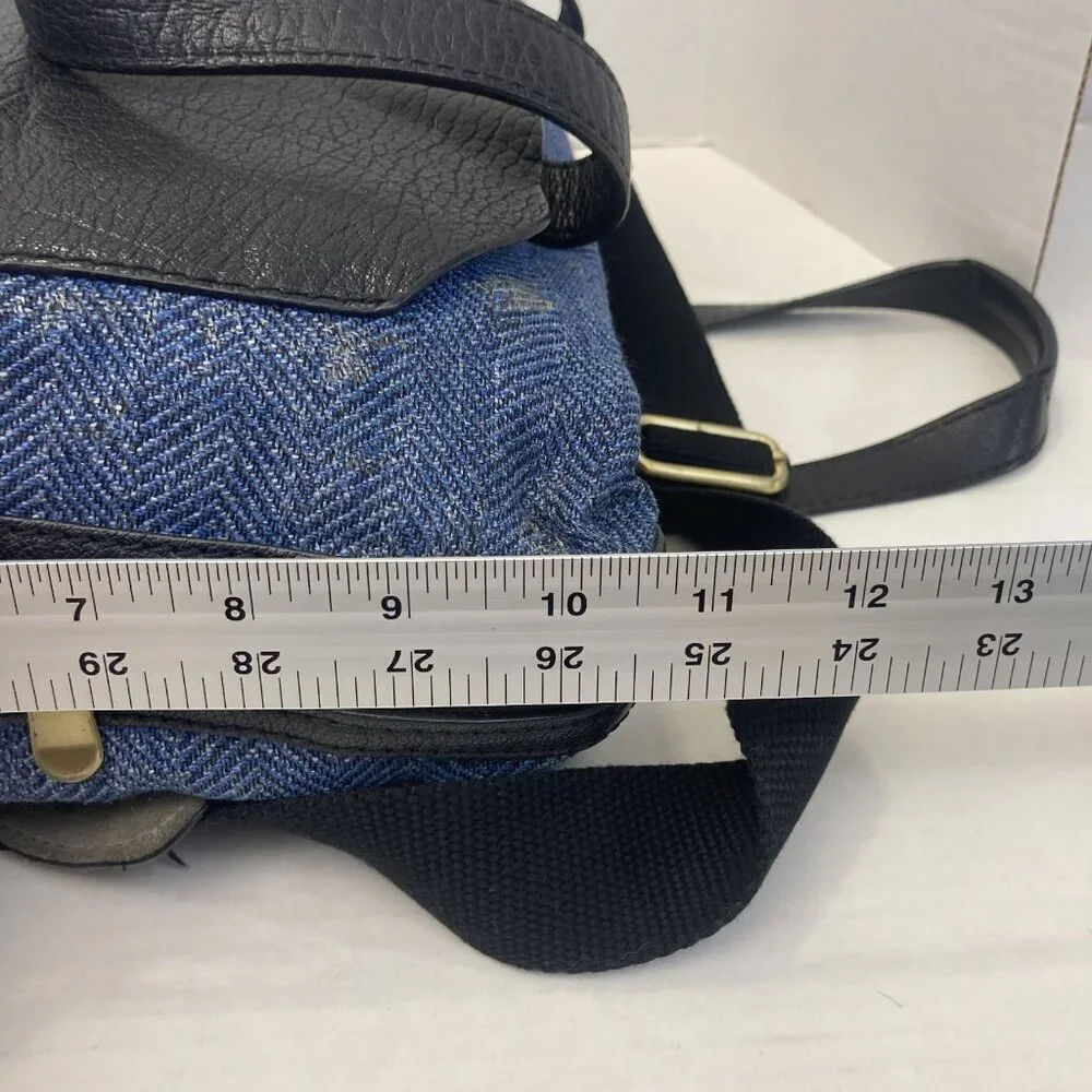 SUITSUPPLY Vintage Calf‎ Leather Wool Bag Mens Messenger Crossbody Long Strap